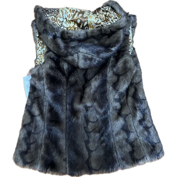 Peter Nygård Faux Fur Hooded Vest Terra Brown Size 4P NWT - Picture 3 of 9